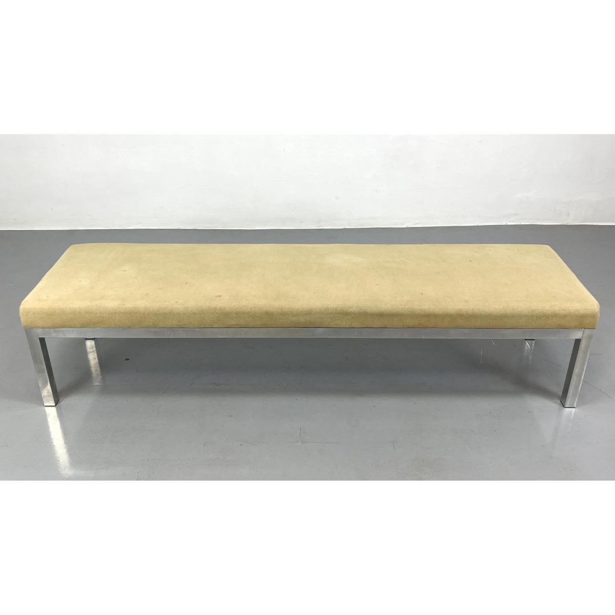 Appraisal: Knoll style Modernist Upholstered Bench Square Metal Frame and Legs