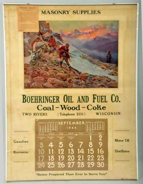 Appraisal: Boehringer Oil Fuel Company Calendar Description Beautiful image of man