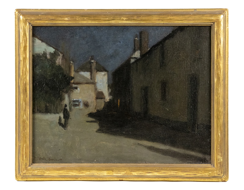 Appraisal: JOHN NOBLE BARLOW RI UK - Street Scene Night oil