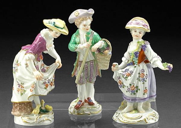 Appraisal: A group of three Meissen porcelain figures mid th century