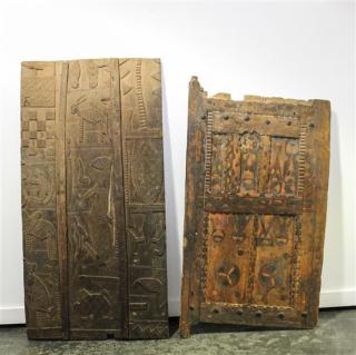 Appraisal: A Pair of Carved Wood Doors Height of tallest inches