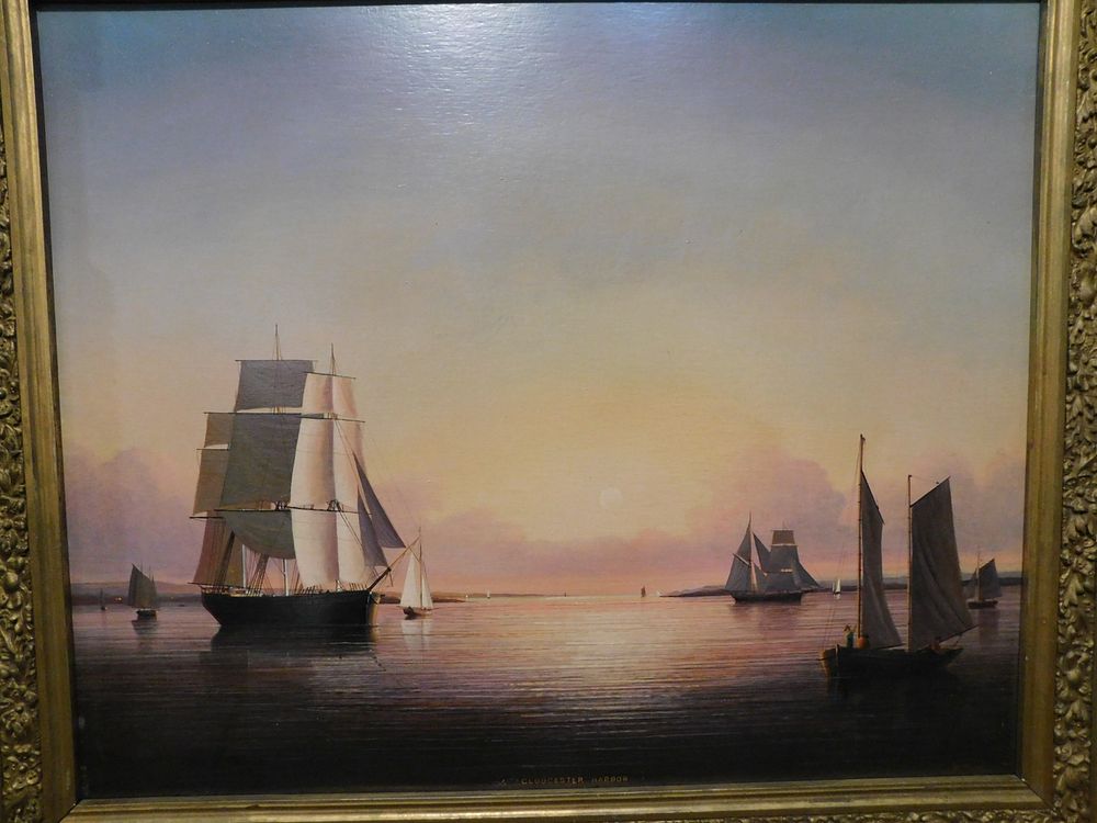 Appraisal: BRIAN COOLE PAINTING GLOUCESTER HARBOR Vintage oil painting on wood