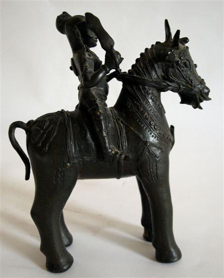 Appraisal: A th century Indian bronze figure of a warrior on