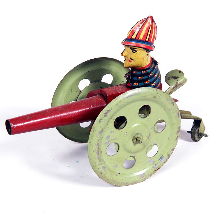 Appraisal: Tin Toy Cannon Probably German with a lever behind the