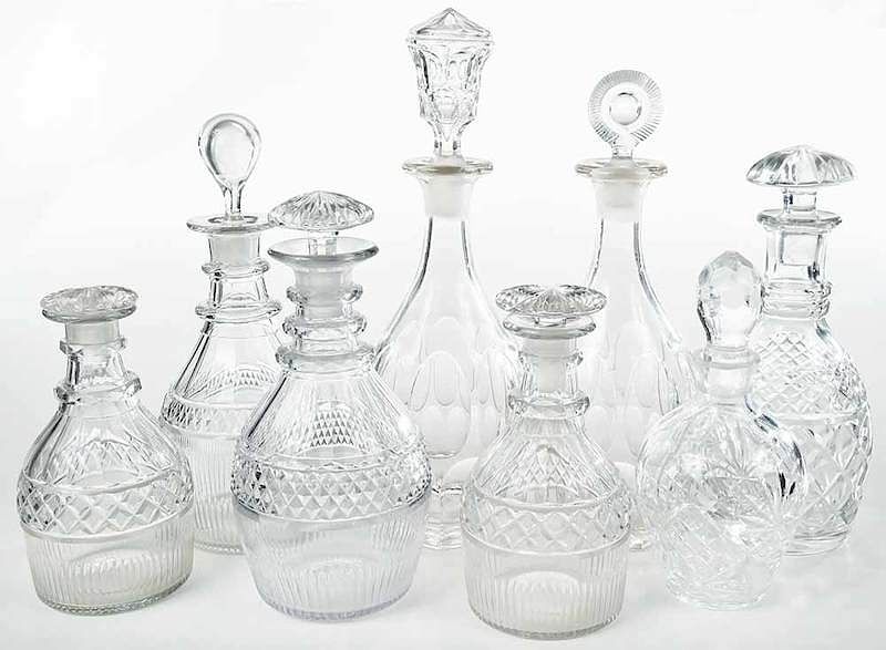 Appraisal: Eight Cut Glass Decanters with Stoppers th th century two