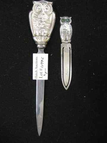 Appraisal: Sterling Silver ''Owl'' Items Gorham '' letter opener and a