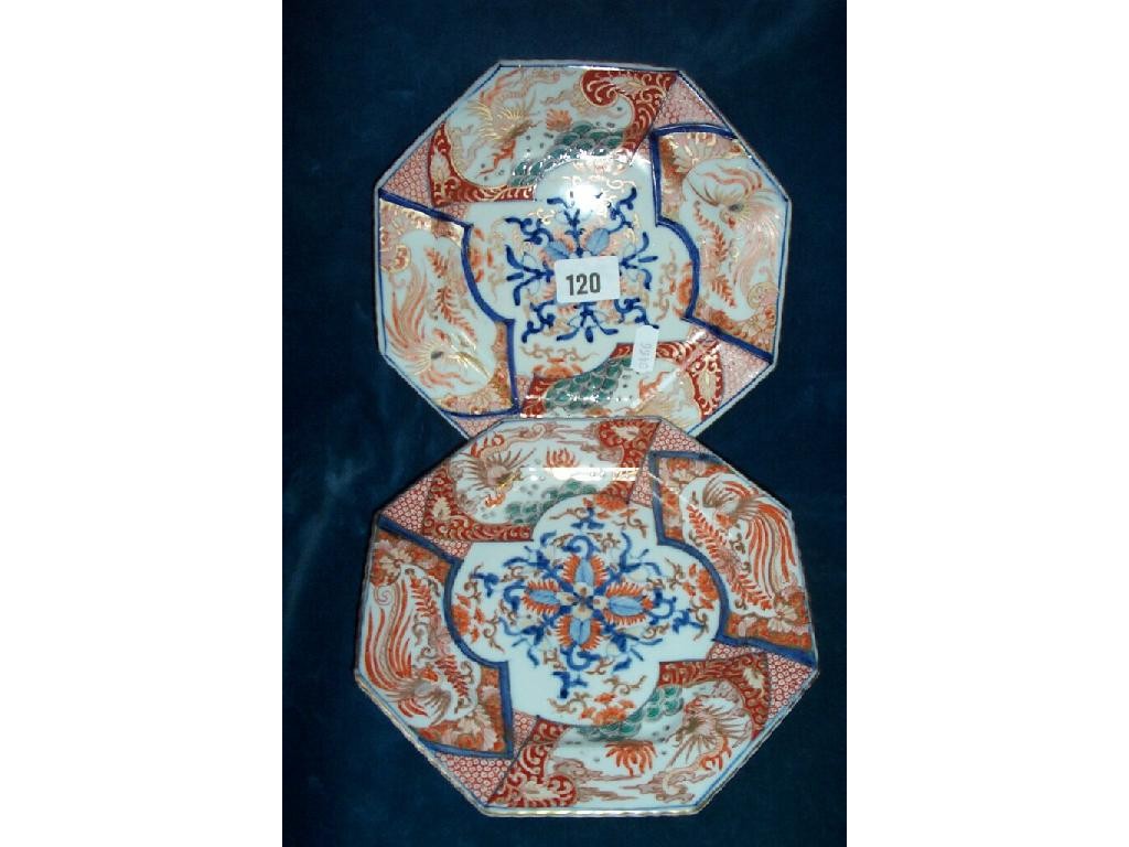 Appraisal: A pair of th century Imari plates of octagonal form