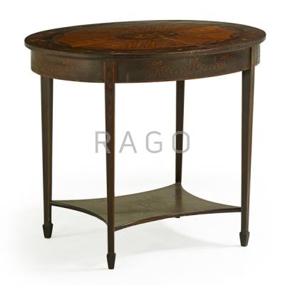 Appraisal: MARQUETRY INLAID CENTER TABLE Condition Report