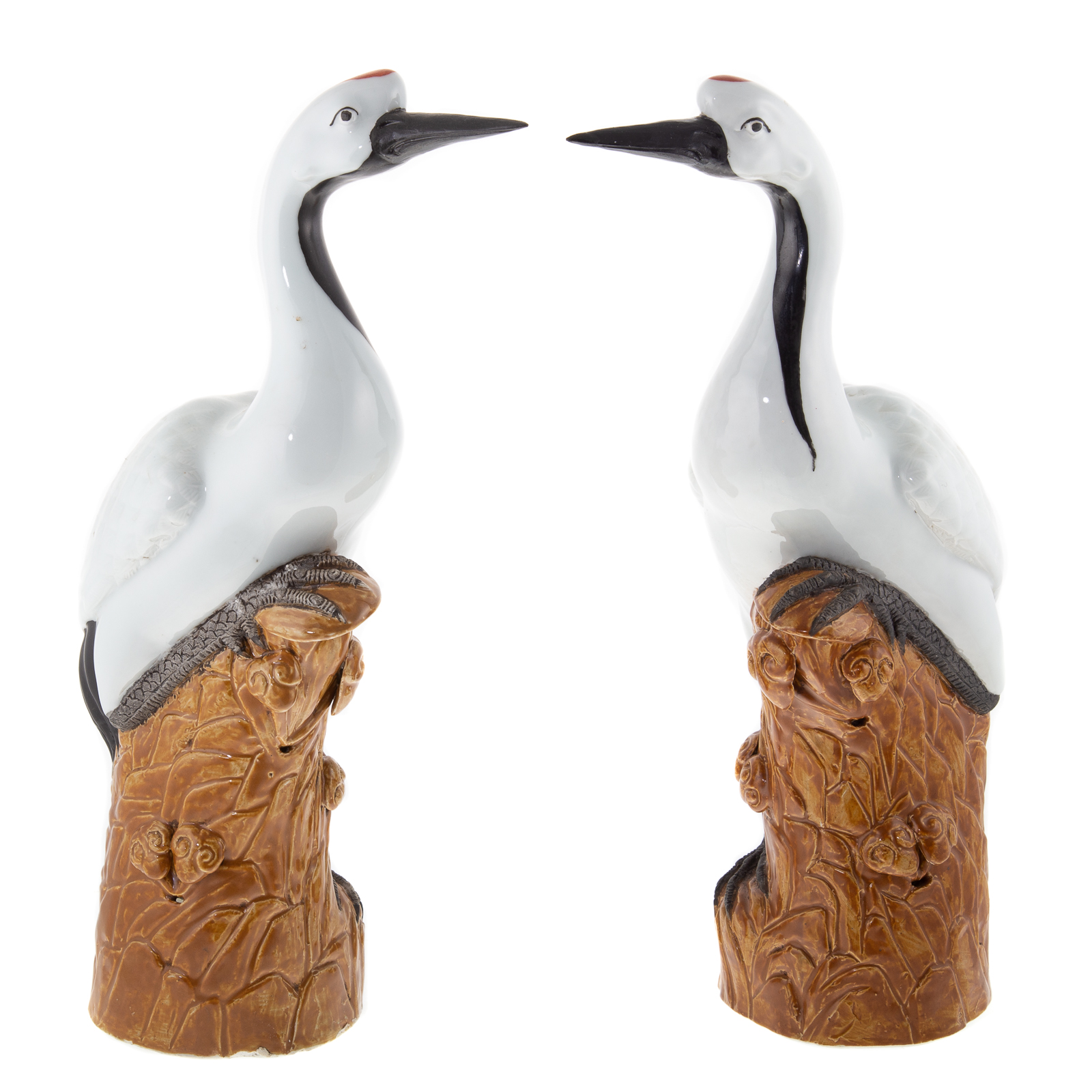 Appraisal: A PAIR OF CHINESE EXPORT CRANES Modeled as wading bird