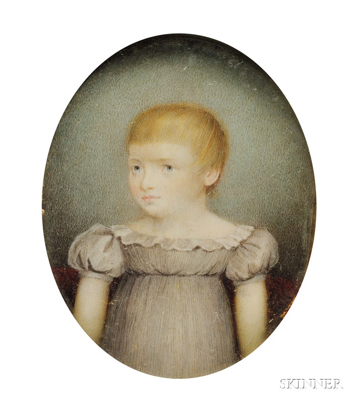 Appraisal: Portrait Miniature of a Child with Red Hair in a