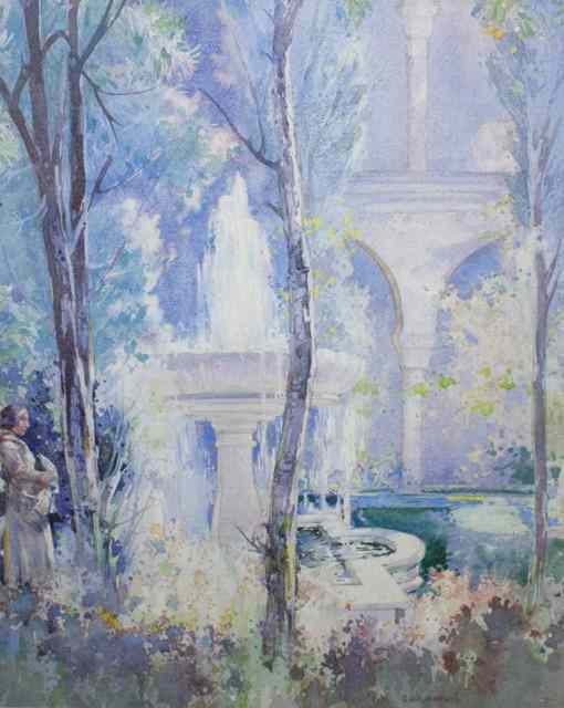 Appraisal: GEORGE ROBERT RUSHTON - An Italianate garden with fountain signed