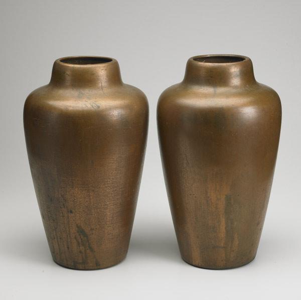 Appraisal: CLEWELL Pair of floor vases Minor cracks to glaze to