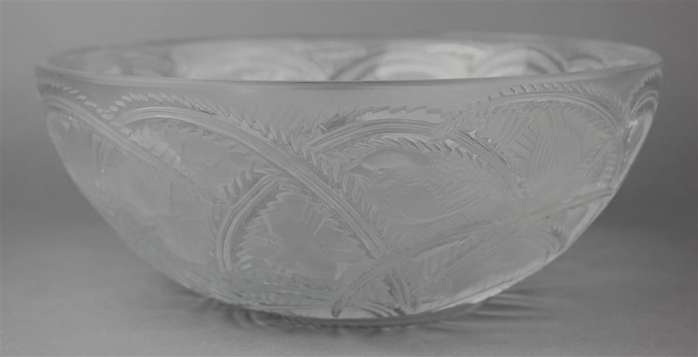 Appraisal: MODERN LALIQUE FROSTED AND CLEAR 'PINSONS' BOWL incised 'Lalique R