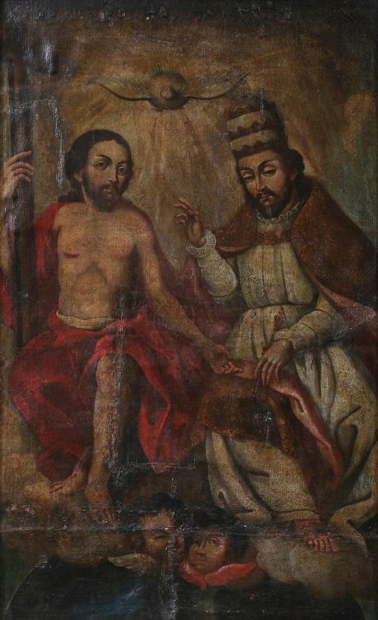 Appraisal: CUZCO SCHOOL th century HOLY TRINITY oil on canvas -