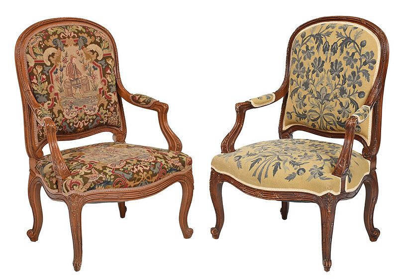 Appraisal: Pair Louis XV Style Carved Open Armchairs th century matching