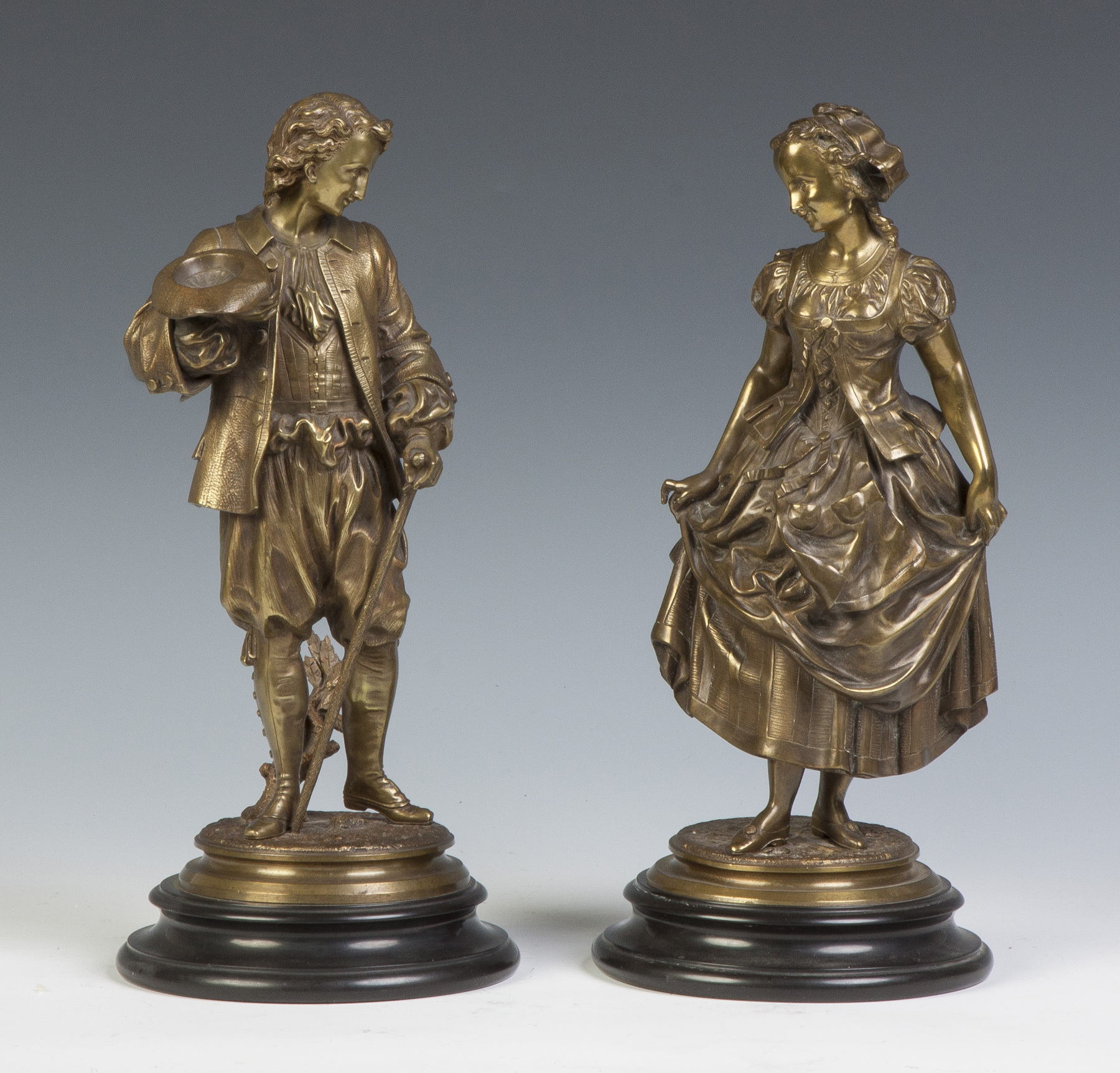 Appraisal: Gilded Bronze Sculptures of a Courting Couple th cent