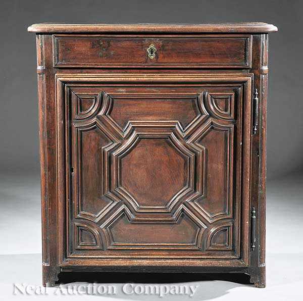 Appraisal: A Good Italian Baroque Walnut Side Cabinet th c molded