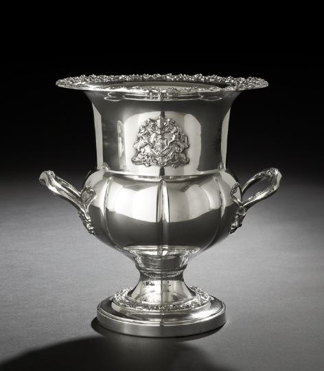 Appraisal: English Silverplate Wine Cooler third quarter th century of campana