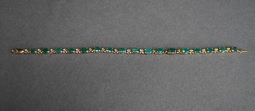 Appraisal: -KARAT YELLOW-GOLD AND EMERALD LINE BRACELET GROSS DWT L IN