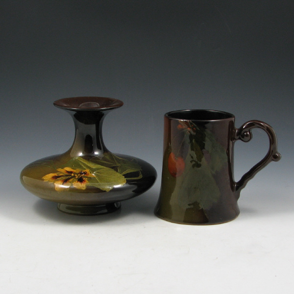 Appraisal: Roseville Rozane standard glaze mug signed B M and vase