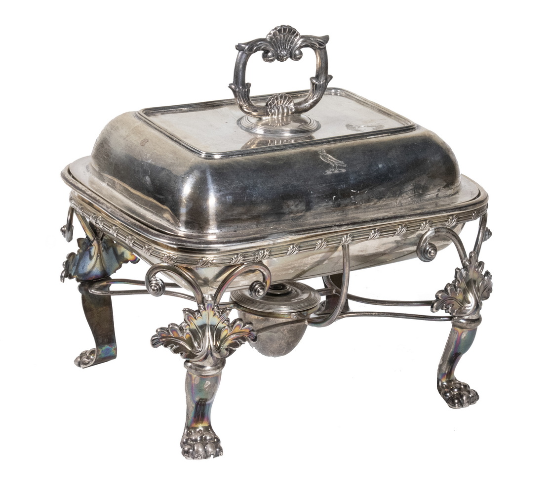 Appraisal: GEORGE III SILVER ENTREE DISH ON STAND English Sterling Silver