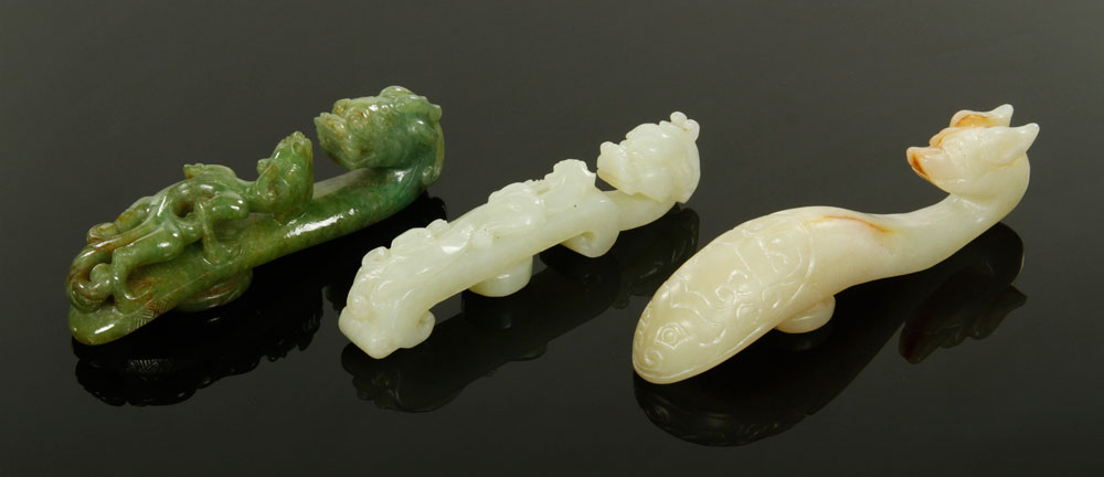 Appraisal: - Chinese Jade belt Buckles Lot of three Chinese belt