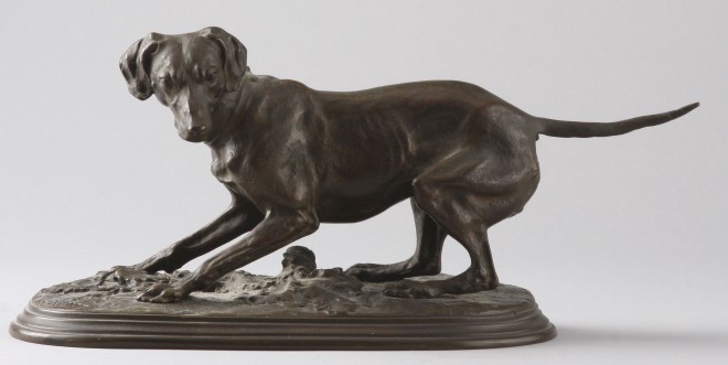 Appraisal: Bronze figure of dog t l marked P J Mene