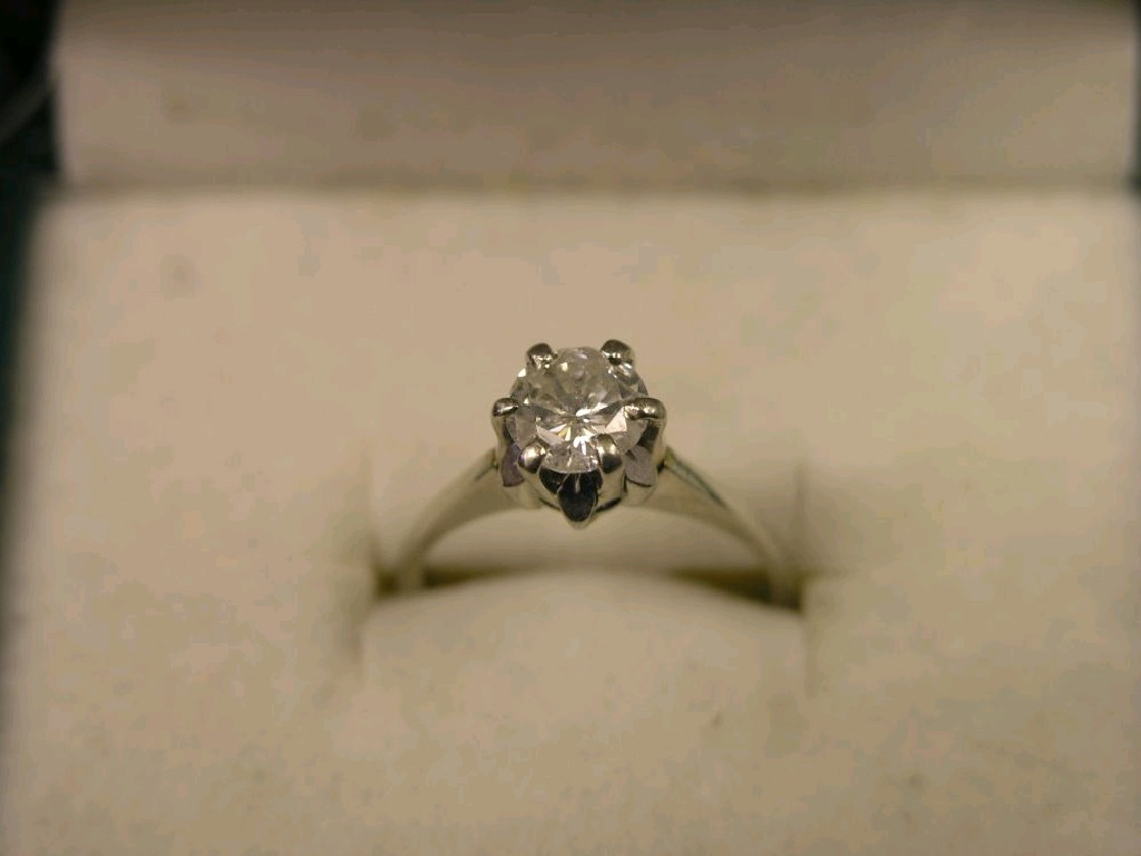 Appraisal: A ct white gold and diamond solitaire ring stone approximately