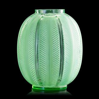 Appraisal: LALIQUE Biskra vase pale green glass LALIQUE Biskra vase France