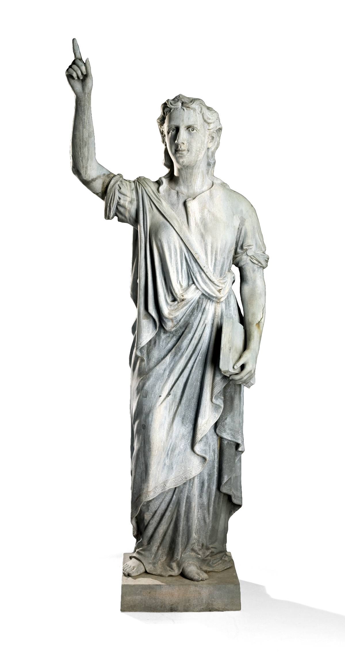 Appraisal: ZINC FIGURE OF LIBERTY ATTIRED IN CLASSICAL ROBES Modeled wearing