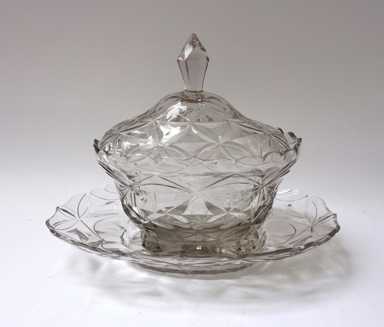 Appraisal: A Continental glass bowl cover and stand late th th