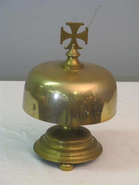 Appraisal: An early th Century brass bell with cross finial h