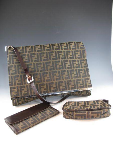 Appraisal: Three Fendi Items wit matching logo design a fold-over bag