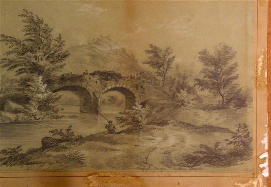 Appraisal: th century English school landscape with a river a fisherman