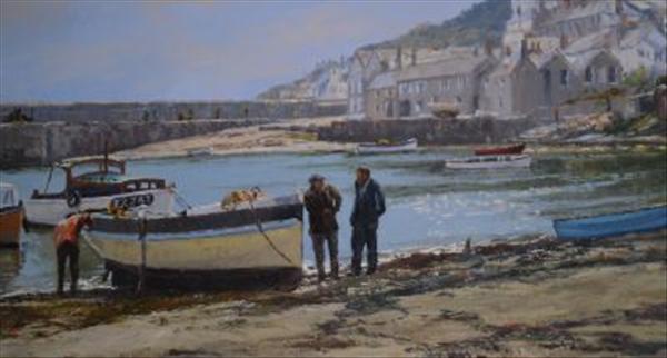 Appraisal: Nancy Bailey 'On the shore - Mousehole' Oil on canvas