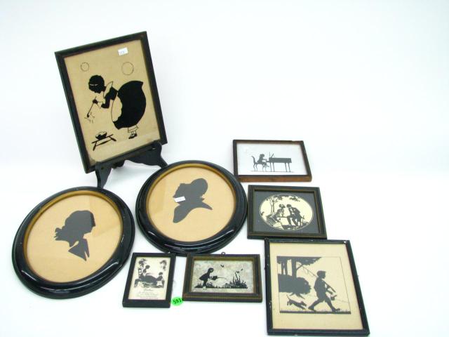 Appraisal: Group of Framed Silhouettes including George and Martha Washington pair