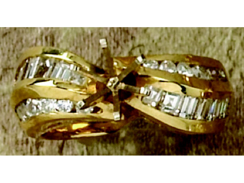 Appraisal: DIAMOND SEMI MOUNT k yellow gold channel set ring set