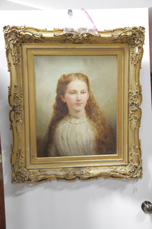 Appraisal: GILT FRAMED OIL PAINTING OF A GIRL Sensitively rendered portrait