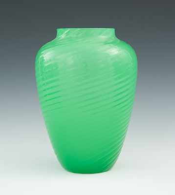 Appraisal: A Small Steuben Opalene Jade Green Swirl Glass Vase The