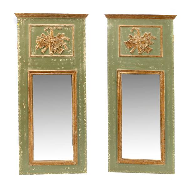 Appraisal: A pair of Louis XVI style parcel gilt paint decorated