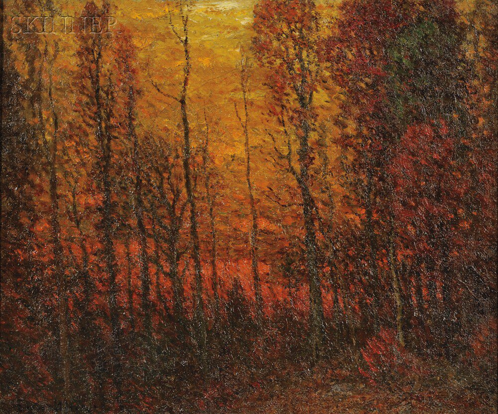 Appraisal: John Joseph Enneking American - Autumn Sunset Signed Enneking l