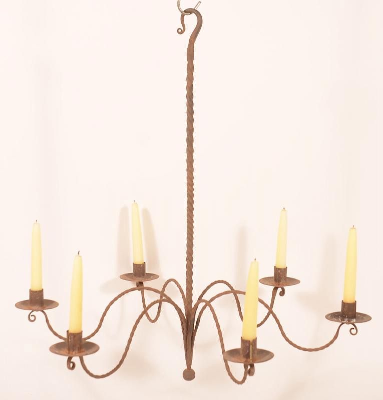 Appraisal: Jerry Martin Wrought Iron Arm Candle Chandelier Jerry Martin Wrought