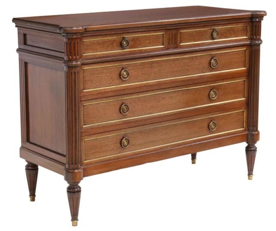 Appraisal: French Louis XVI style mahogany commode th c two half