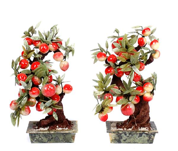 Appraisal: A pair of Chinese hardstone peach trees height in width