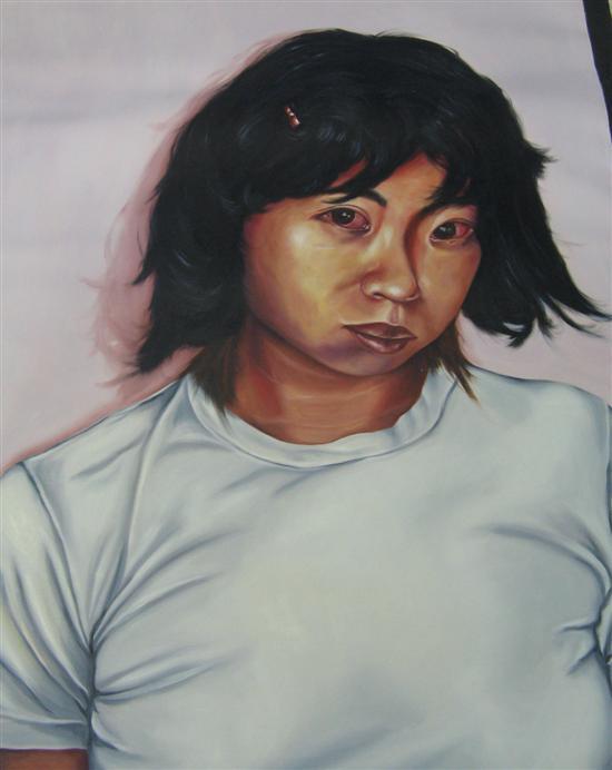 Appraisal: Sue - En Wong self portrait oil on canvas in