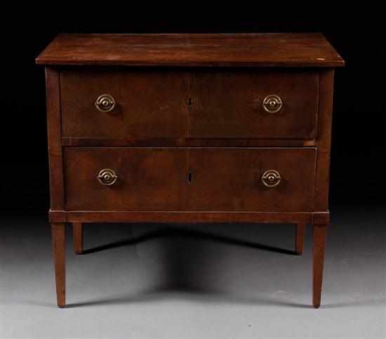 Appraisal: Italian stained wood two-drawer commode th century two equal size