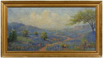 Appraisal: Emery A Filleau painting Texas - landscape with bluebonnets signed