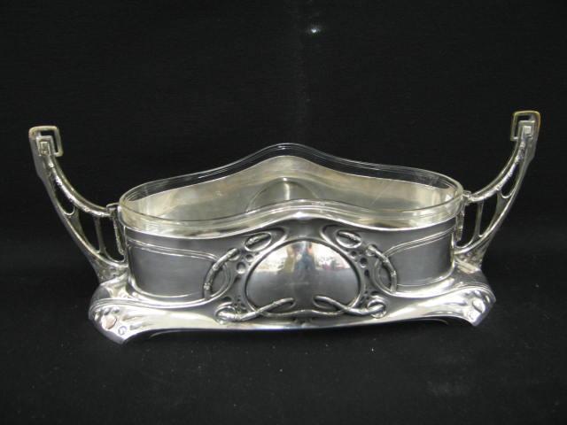 Appraisal: Art Nouveau Victorian Silverplate Centerpiece original glass liner x