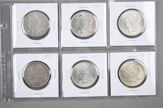 Appraisal: SIX MORGAN SILVER DOLLARS Years include and