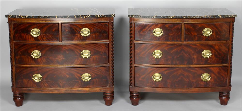 Appraisal: PAIR OF HENREDON ENGLISH REGENCY STYLE BEDSIDE CHESTS WITH MARBLE